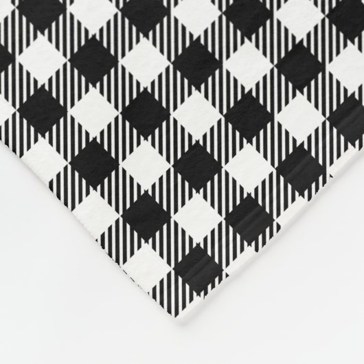Zwart-wit Gingham gebarsten patroon Fleece Deken (Hoek)