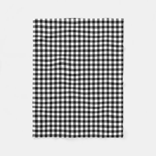 Zwart-wit Gingham gebarsten patroon Fleece Deken (Voorkant)