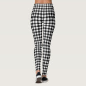 Zwart-wit Gingham gebarsten patroon Leggings (Achterkant)