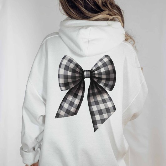 Zwart-wit Gingham gecontroleerd Bogen Hoodie