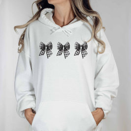 Zwart-wit Gingham gecontroleerd Bogen Hoodie