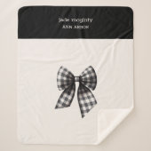 Zwart-wit gingham gecontroleerd boog sherpa deken (Voorkant)