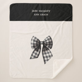 Zwart-wit gingham gecontroleerd boog sherpa deken