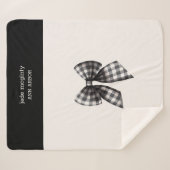 Zwart-wit gingham gecontroleerd boog sherpa deken (Voorkant (horizontaal))