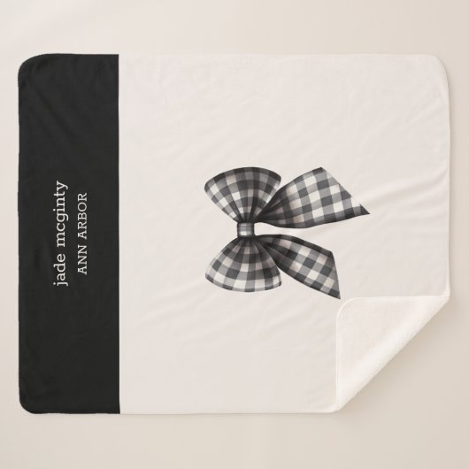 Zwart-wit gingham gecontroleerd boog sherpa deken (Voorkant (horizontaal))