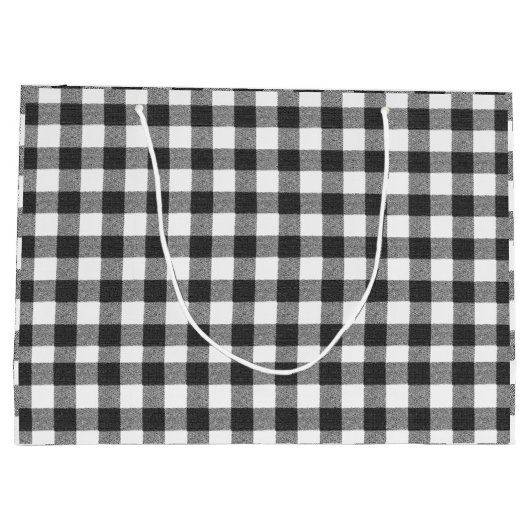 Zwart-wit Gingham geruite rustieke boerderij Groot Cadeauzakje (Achterkant)