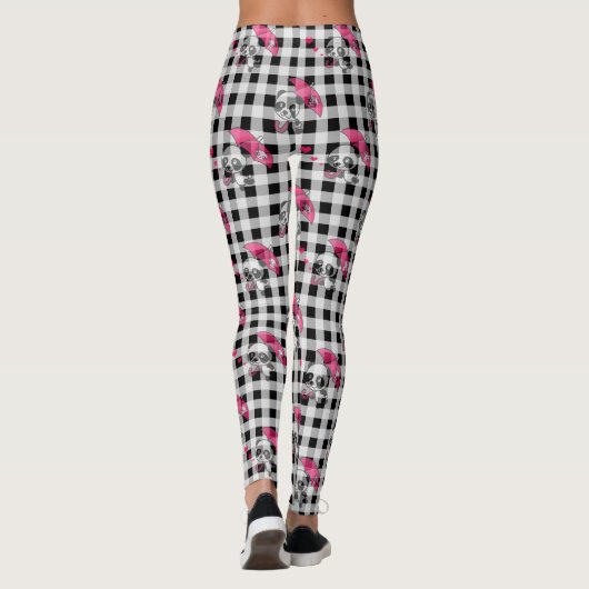 Zwart-wit Gingham Leggings (Achterkant)