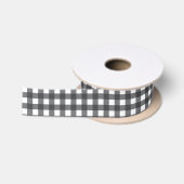 Zwart-wit Gingham Medium Satijnen Lint (Spoel)