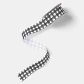 Zwart-wit Gingham Medium Satijnen Lint (Achterkant)