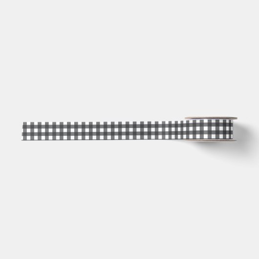 Zwart-wit Gingham Medium Satijnen Lint (Voorkant)