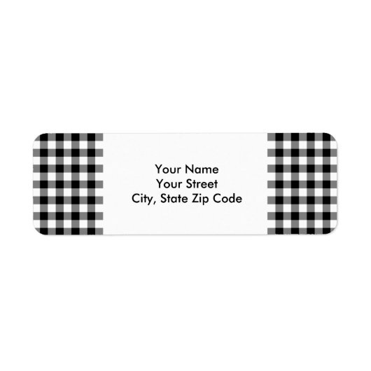 Zwart-wit Gingham Patroon adreslabel Etiket (Voorkant)