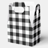 Zwart-wit Gingham Patroon Gable Favor Box Bedankdoosjes (Geopend)