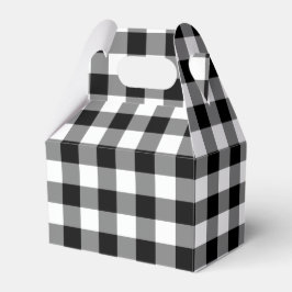 Zwart-wit Gingham Patroon Gable Favor Box Bedankdoosjes