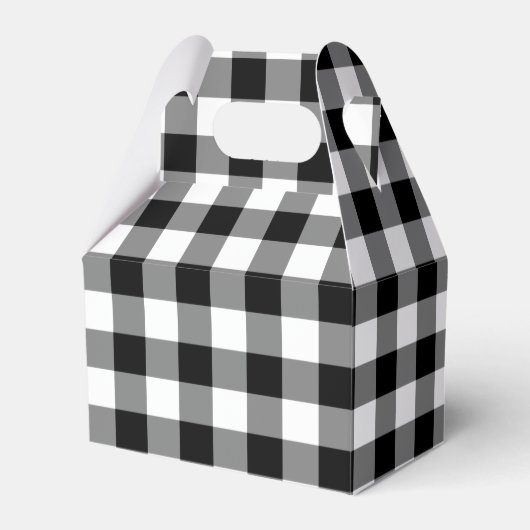 Zwart-wit Gingham Patroon Gable Favor Box Bedankdoosjes (Voorkant Zijde)