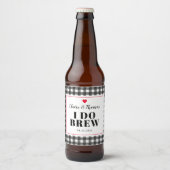 Zwart-wit Gingham Patroon Ik Brouw Bruiloftsfeest Bier Etiket (Voorkant)