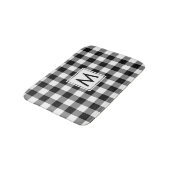 Zwart-wit Gingham Patroon met Monogram Badmat (Gekanteld)