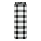 Zwart-wit Gingham Patroon met Monogram Thermosbeker (Achterkant)