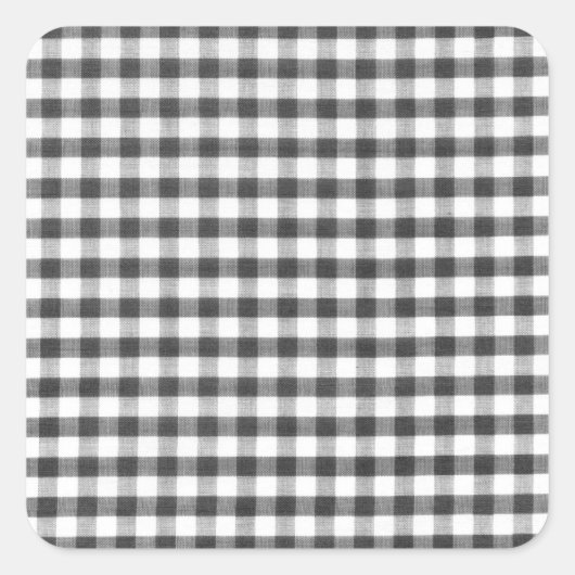Zwart-wit gingham-patroon vierkante sticker (Voorkant)