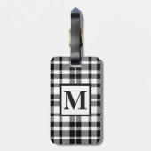 Zwart-wit Gingham Pattern Bagagelabel (Achterkant verticaal)