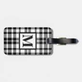 Zwart-wit Gingham Pattern Bagagelabel (Achterkant horizontaal)
