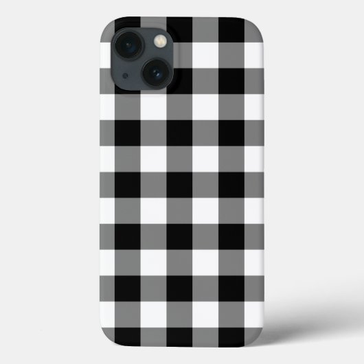 Zwart-wit Gingham Pattern Battery Hoesje (Achterkant)