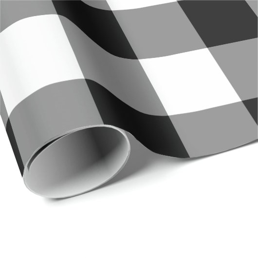 Zwart-wit Gingham Pattern Cadeaupapier (Rol Hoek)