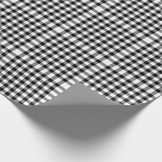 Zwart-wit Gingham Pattern Cadeaupapier (Hoek)
