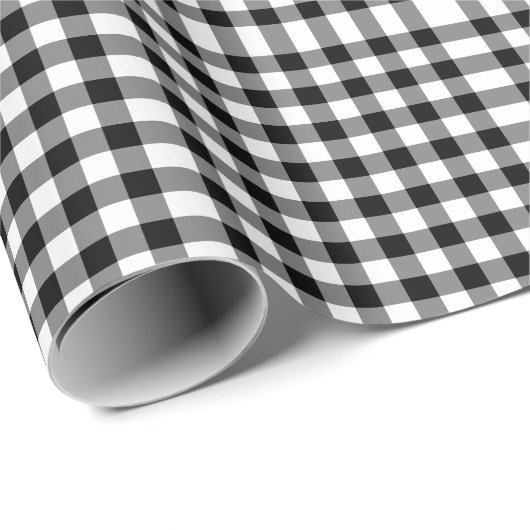 Zwart-wit Gingham Pattern Cadeaupapier (Rol Hoek)