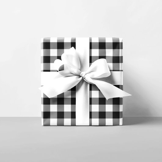 Zwart-wit Gingham Pattern Cadeaupapier