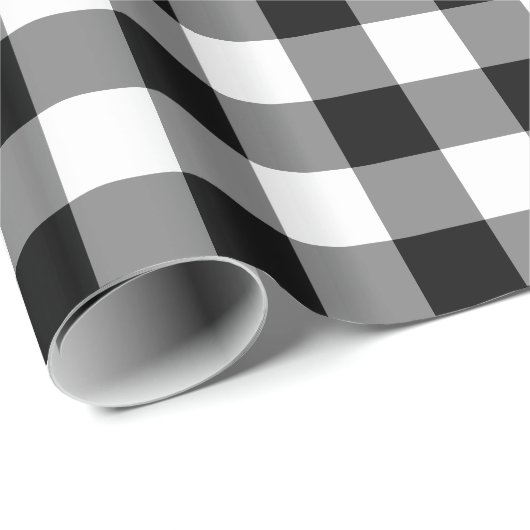 Zwart-wit Gingham Pattern Cadeaupapier (Rol Hoek)