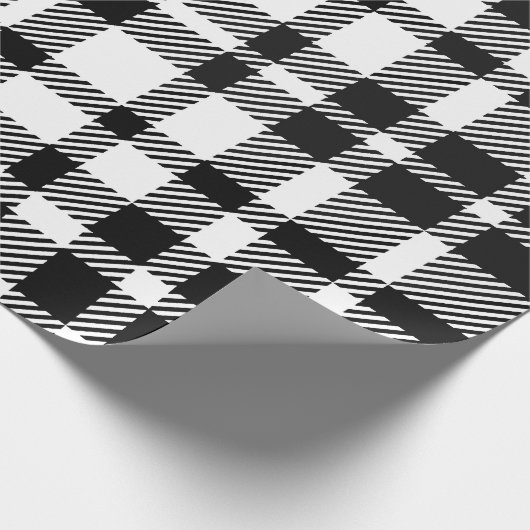Zwart-wit Gingham Pattern Cadeaupapier (Hoek)