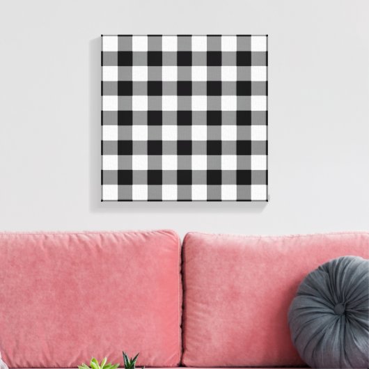 Zwart-wit Gingham Pattern Canvas Afdruk (Insitu (Woonkamer))