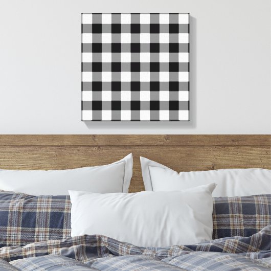Zwart-wit Gingham Pattern Canvas Afdruk (Insitu (Slaapkamer))