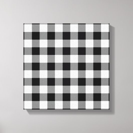 Zwart-wit Gingham Pattern Canvas Afdruk (Voorkant)