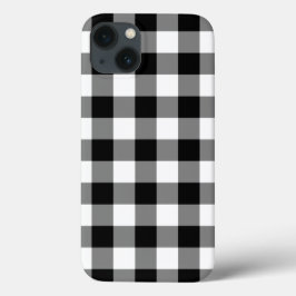 Zwart-wit Gingham Pattern iPhone 13 Hoesje