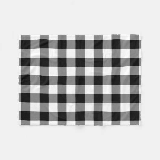 Zwart-wit Gingham Pattern Fleece Blanket (Voorkant (Horizontaal))