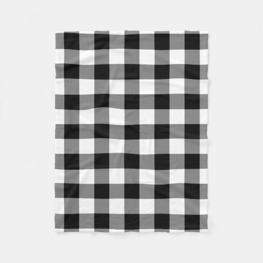 Zwart-wit Gingham Pattern Fleece Blanket (Voorkant)