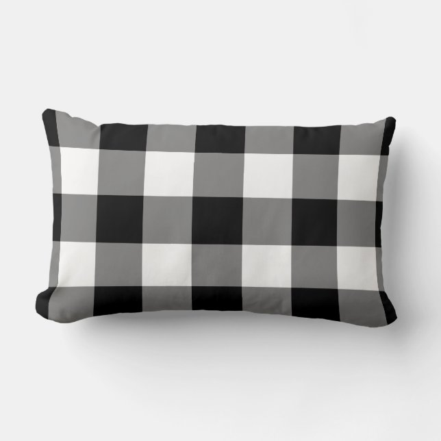 Zwart-wit Gingham Pattern Kussen (Voorkant)