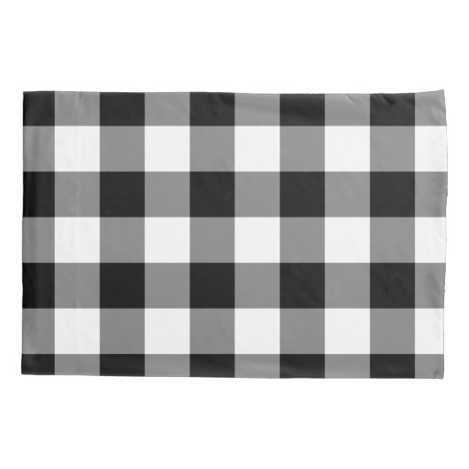 Zwart-wit Gingham Pattern Kussensloop (Achterkant-Links)