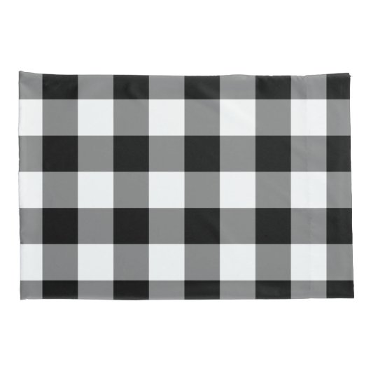 Zwart-wit Gingham Pattern Kussensloop (Achterkant-Rechts)