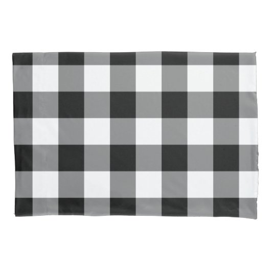 Zwart-wit Gingham Pattern Kussensloop (Voorkant-Links)