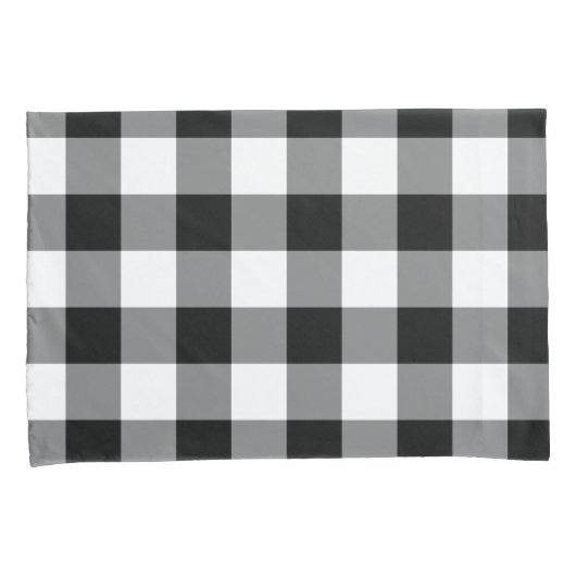 Zwart-wit Gingham Pattern Kussensloop (Voorkant-Rechts)