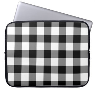 Zwart-wit Gingham Pattern Laptop Sleeve