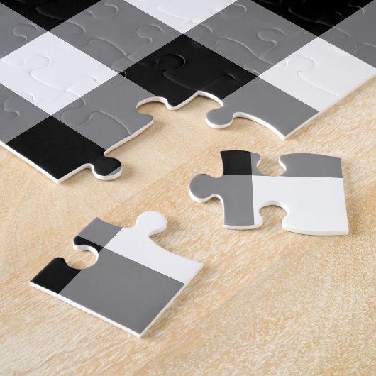 Zwart-wit Gingham Pattern Legpuzzel (Zijkant)