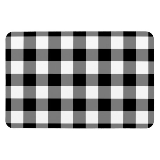 Zwart-wit Gingham Pattern Magneet (Horizontaal)