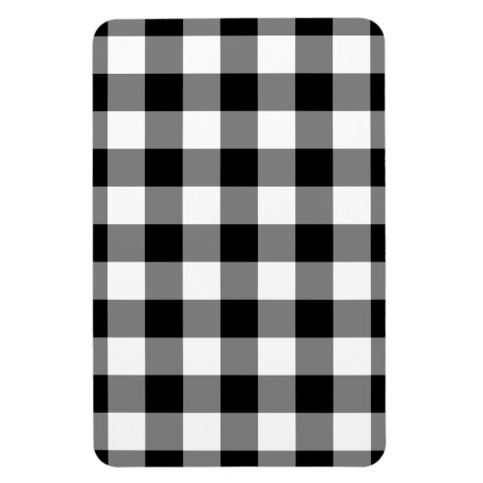 Zwart-wit Gingham Pattern Magneet (Verticaal)