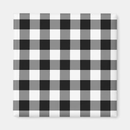 Zwart-wit Gingham Pattern Magneet