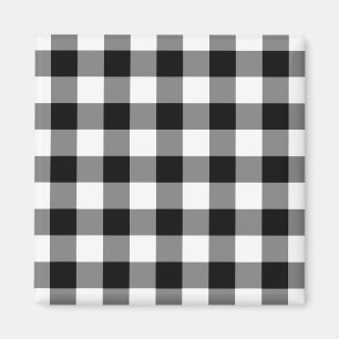 Zwart-wit Gingham Pattern Magneet