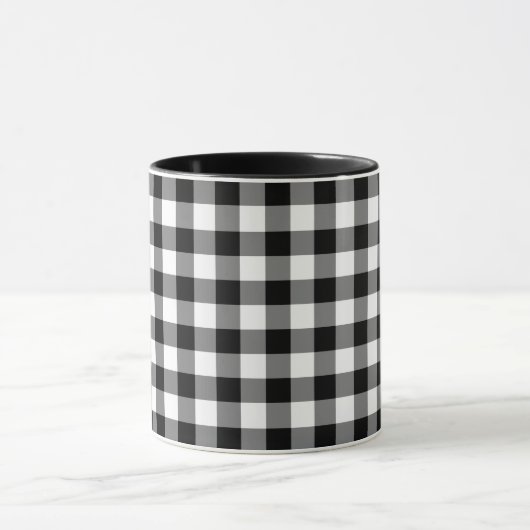 Zwart-wit Gingham Pattern Mok (Midden)