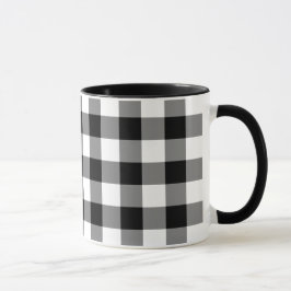 Zwart-wit Gingham Pattern Mok